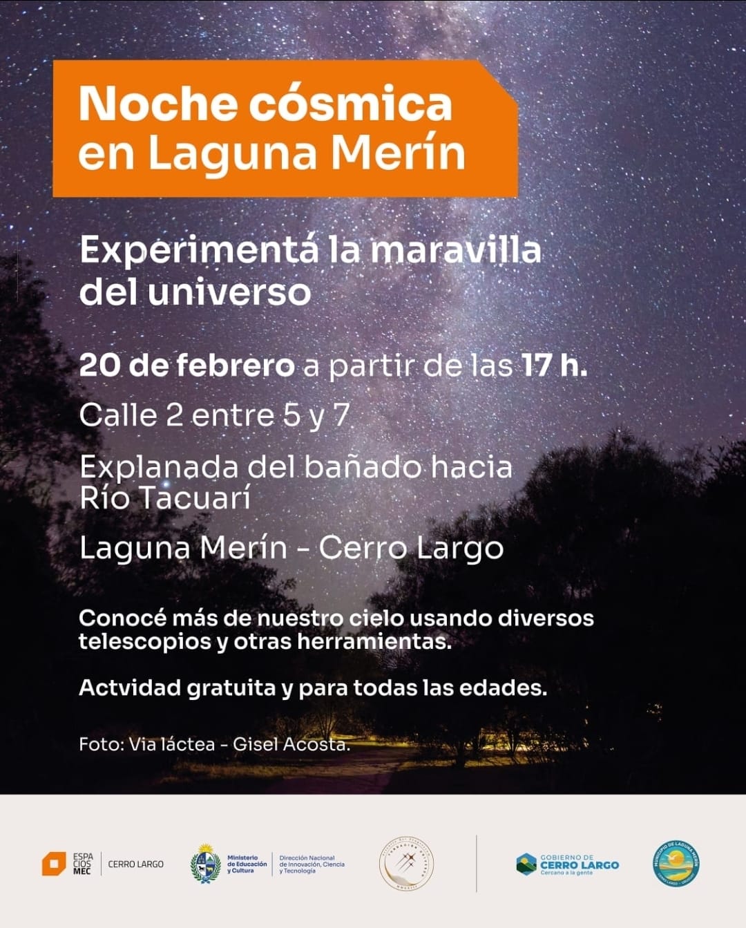 “Noche Cósmica” se denomina una actividad que coordina Espacios MEC en Cerro Largo