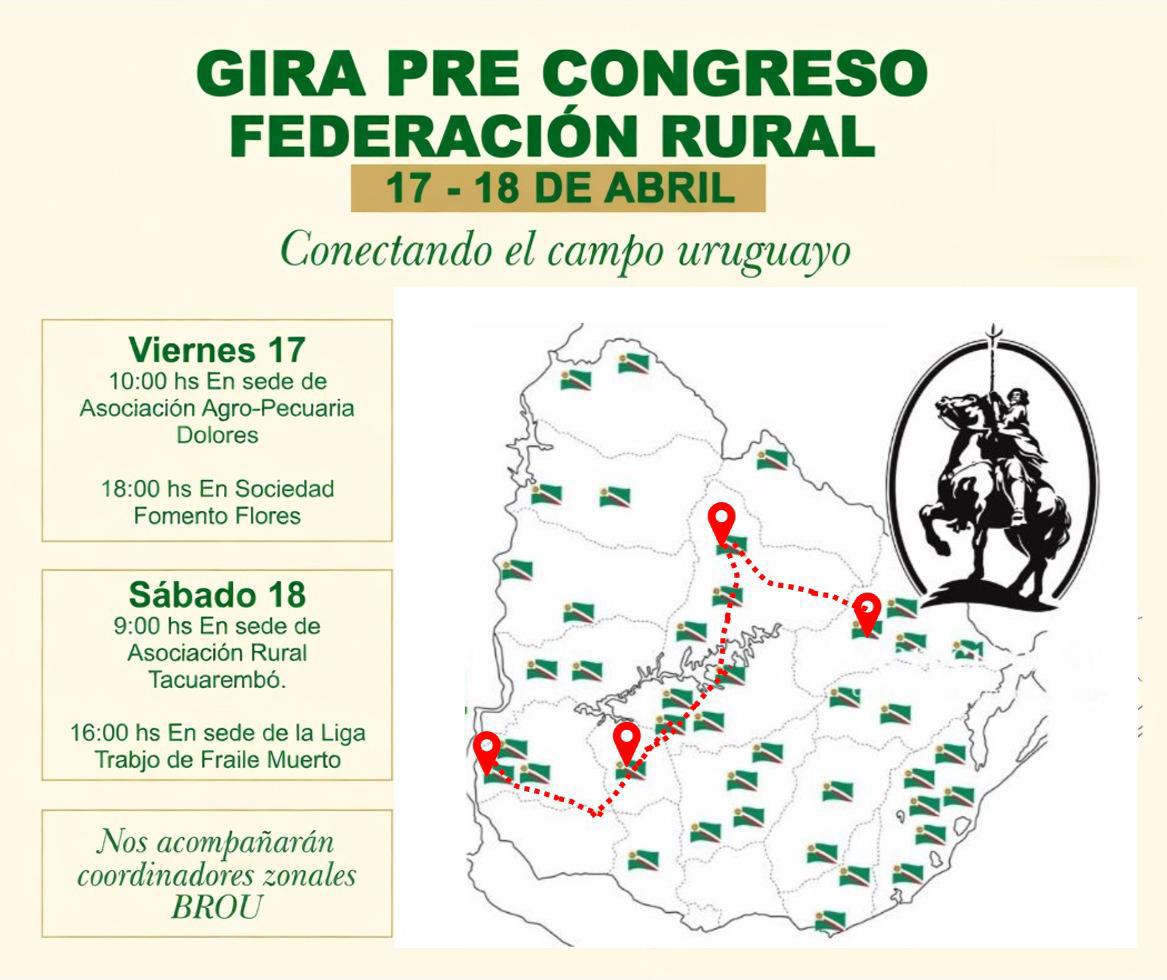 Tendrá base en Cerro Largo la gira pre congreso de la Federación Rural del Uruguay