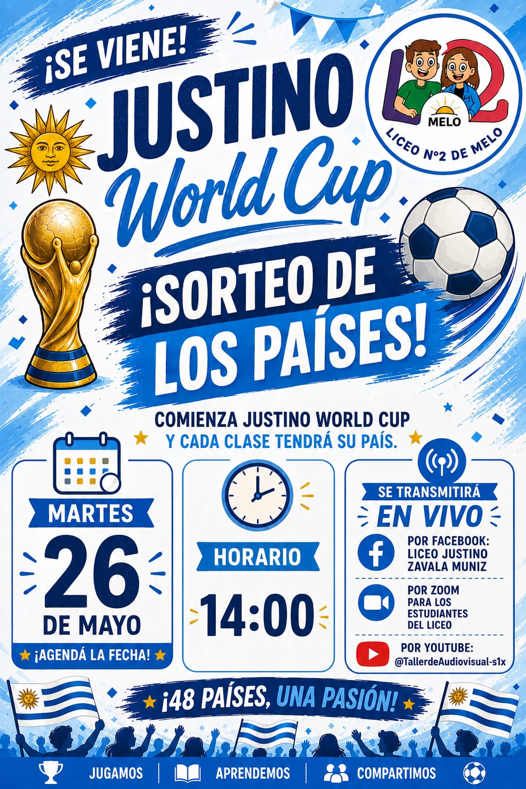 El Liceo Nº 2 de Melo lanza esta tarde una actividad inter institucional vinculada la Copa del Mundo