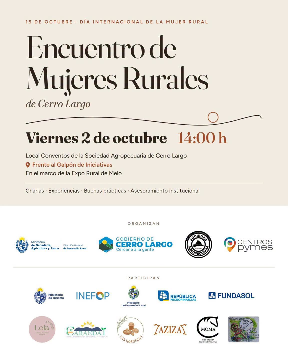 Un encuentro de mujeres rurales tiene lugar esta tarde en la Expo Melo
